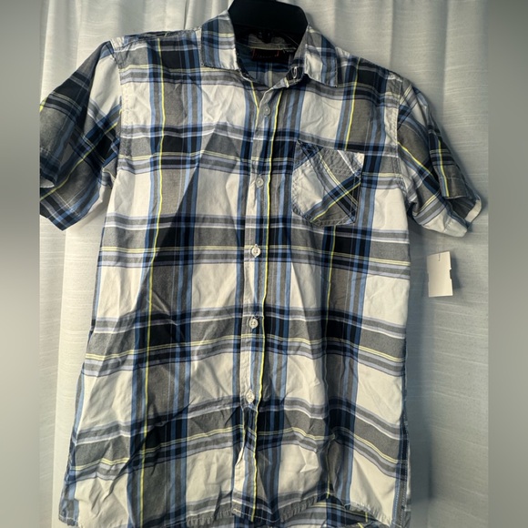 Kids Casual Blue Plaid Button-Down Shirt/Largue 14-16 - Picture 11 of 16